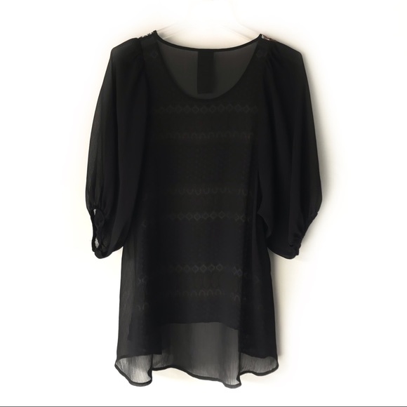 Wallpapher Sheer Mixed Print Blouse - Picture 4 of 7